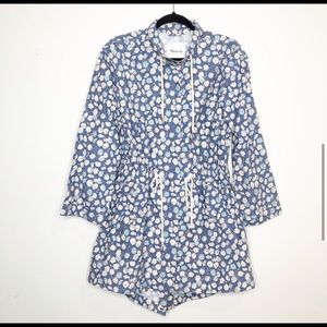 Madewell Ruffle-Neck Anorak Raincoat Floral XS